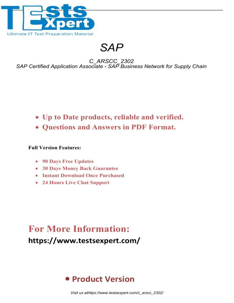 Prepare for success with the C ARSCC 2302 SAP Certified Application  Associate exam for Business Network for Supply Chain in 2023. Ace your SAP  certification with expert resources and train