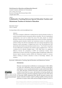 Collaborative Teaching Between Special Education Teachers and Mainstream Teachers in Inclusive Education