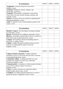 University vocabulary