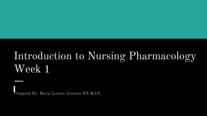 Introduction to Nursing Pharmacology Week 1