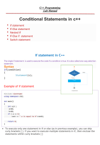 C++ Conditional Statements and Loops Lab Manual