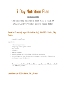 7 Day Nutrition Plan
