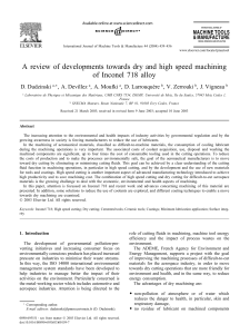 A review of developments towards dry and high speed machining of Inconel 718 alloy