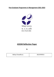 ASSSM Reflection Paper Aditya Chowdhury 2021PGP015
