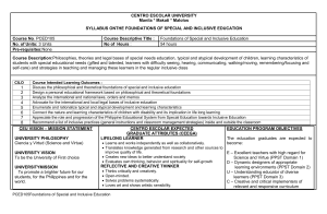 Foundations of Special and Inclusive Education Syllabus