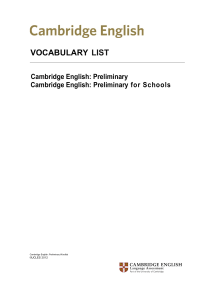 Preliminary vocabulary list