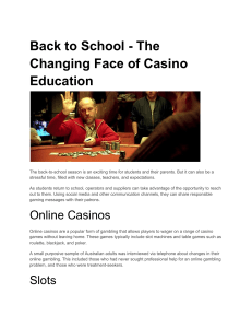 Back to School - The Changing Face of Casino Education