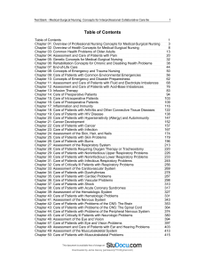 Medical-Surgical Nursing Table of Contents