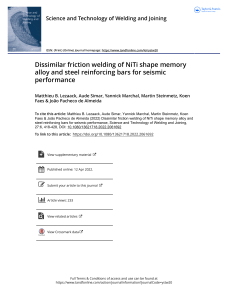 Dissimilar friction welding of NiTi shape memory alloy and steel reinforcing bars for seismic performance