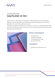 Saatilene HI-TEX: Screen Printing Fabric Data Sheet