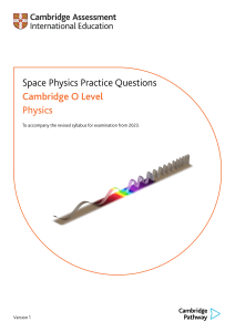 Space Physics Practice Questions for examination from 2023 2