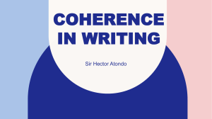 COHERENCE in WRITING