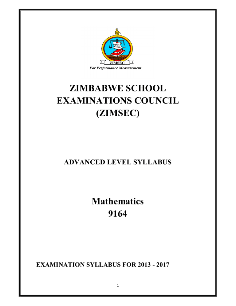 ALEVEL MATHEMATICS 9164 SYLLABUS