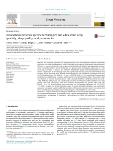 Associations between specific technologies and adolescent sleep quantity, sleep quality, and parasomnias