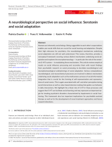 Journal of Neurochemistry - 2022 - Duerler - A neurobiological perspective on social influence  Serotonin and social