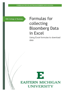 Formulas for  collecting  Bloomberg Data in Excel from Eastern Michigan University