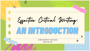 Effective Critical Writing (Matugas, Chrishafer)