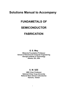 Fundamentals of semiconductor fabrication-Wiley 해설