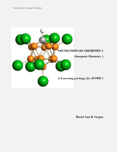 Unit 2 - Foundations of Chemistry (Inorganic)