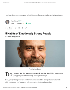 5 Habits of Emotionally Strong People by Nick Wignall  