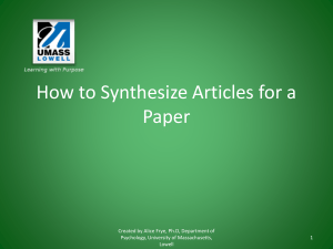 How to Synthesize Articles for a Paper tcm18-117649