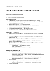 Cambridge IGCSE Economics Unit 6: International Trade and Globalisation