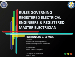 Electrical Engineering Rules & Regulations in the Philippines