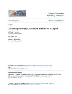 Accounting Information Disclosure and the Cost of Capital