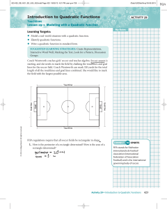 Alg 2 Lesson 29-1 Intro to Quadratics