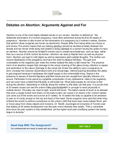 Debates on Abortion  Arguments Against and For