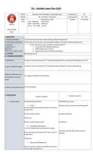 Networking Devices Lesson Plan for ICT-CSS Grade 10