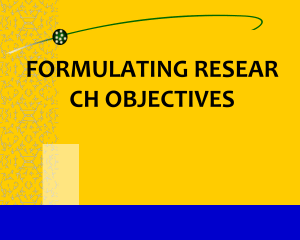 Formulating Research Objectives