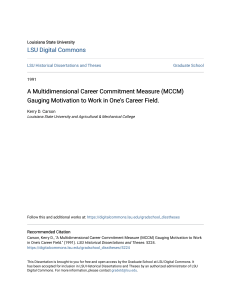 A Multidimensional Career Commitment Measure (MCCM) Gauging Motiv