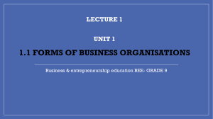 LECTURE 1 Business Organisations for Grade 9 Business