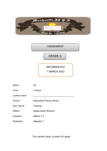 Grade 4 Math Assignment: Place Value, Addition, Subtraction