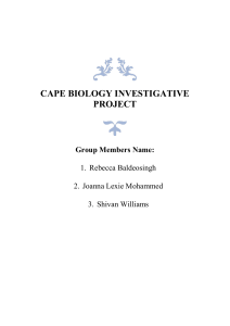CAPE BIOLOGY INVESTIGATIVE PROJECT