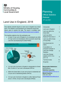 Land Use in England  2018 - Statistical Release