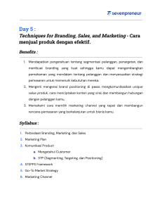 Booklet Day 5 Techniques for Branding, Sales, and Marketing