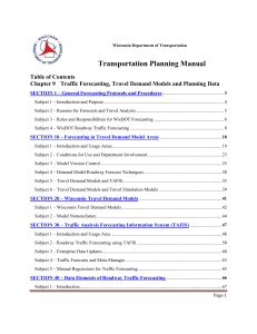 Transportation Planning Manual: Traffic Forecasting & Models