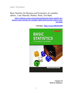 Basic Statistics for Business and Economics, 6e canadian edition , Lind, Marchal, Wathen, Waite, Test Bank