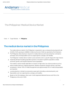 Philippines Medical Device Target Market 2023