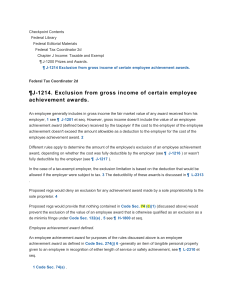   J 1214 Exclusion from gross income of certain employee achievement awards 
