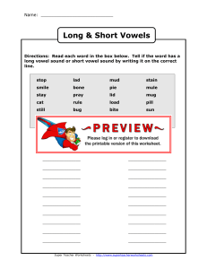Short and Long vowel exercise