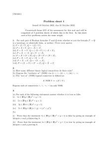 Boolean Logic & Set Theory Problem Sheet