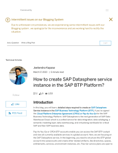 How to create SAP Datasphere service instance in the SAP BTP Platform    SAP Blogs
