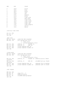 EMU8086 Color code table