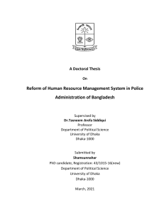 Reform of Human Resource Management System in Police Administration of Bangladesh