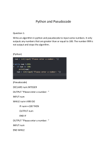 Python and Pseudocode pdf