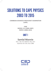 Solutions to CAPE Physics 2003 TO 2015 Unit 1 (1)