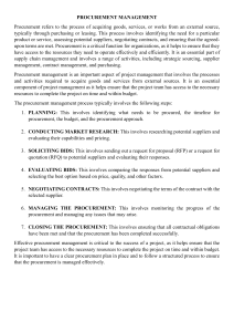 Project Management: Procurement, SWOT, SMART, Cost